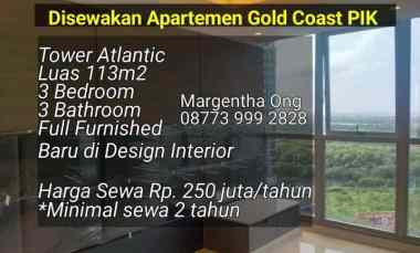 apartemen gold coast pik tower atlantic full furnished