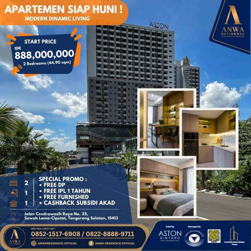 anwa residence bintaro apartemen siap huni mp414