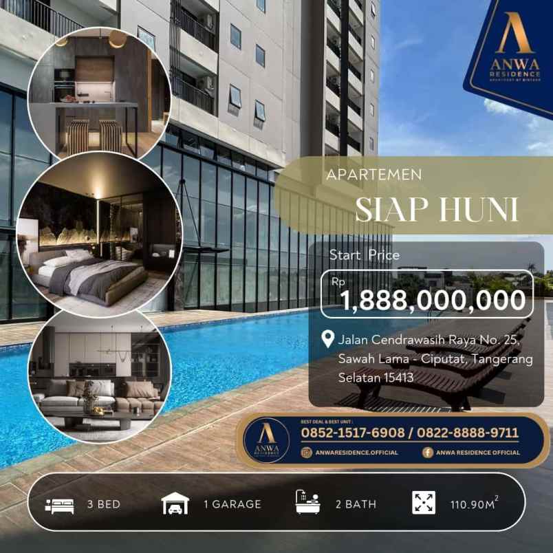 anwa residence bintaro apartemen siap huni mp414