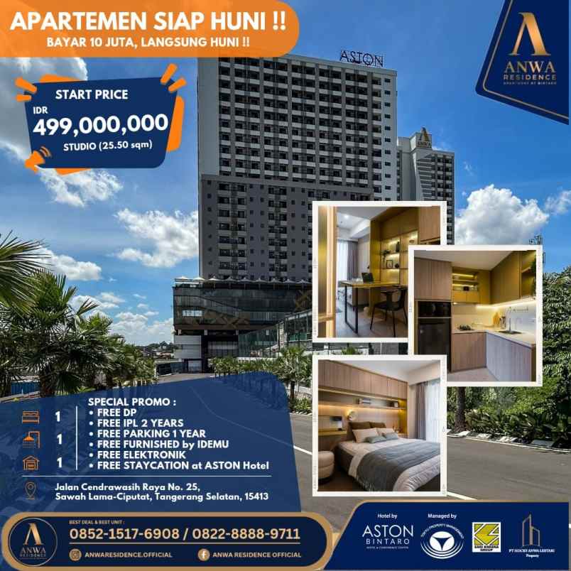 anwa residence bintaro apartemen siap huni mp414