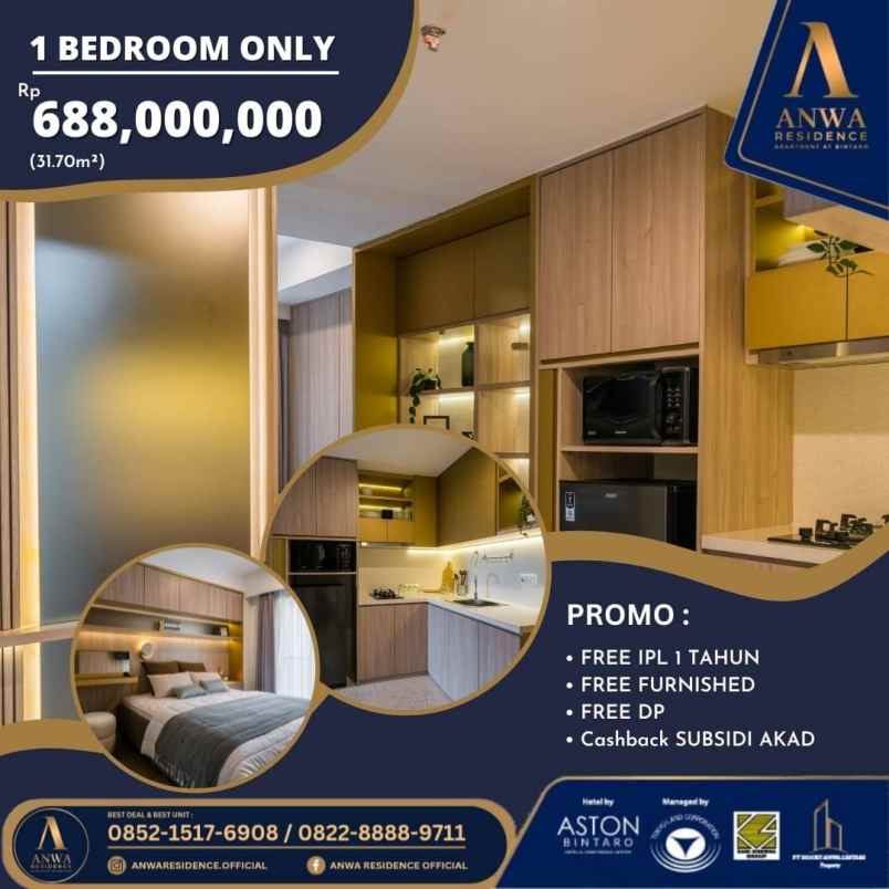 anwa residence bintaro apartemen siap huni mp414