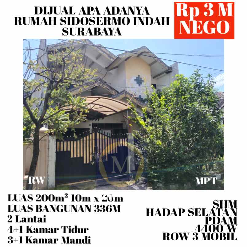 dijual rumah 2 lantai apa adanya