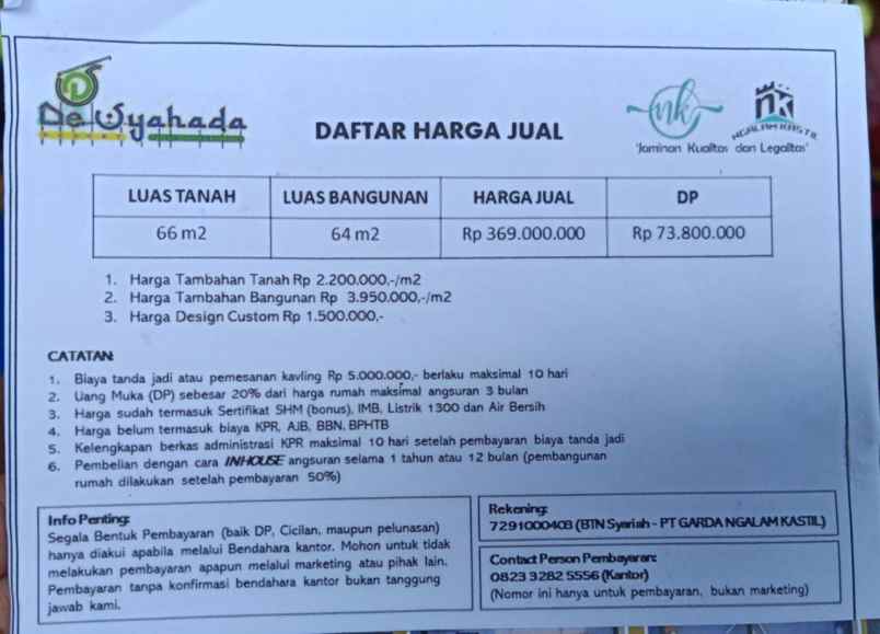 dijual rumah de syahada resort