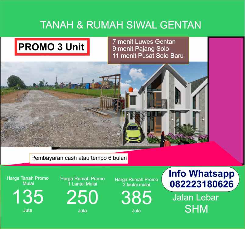 dijual rumah gentan baki sukoharjo solo