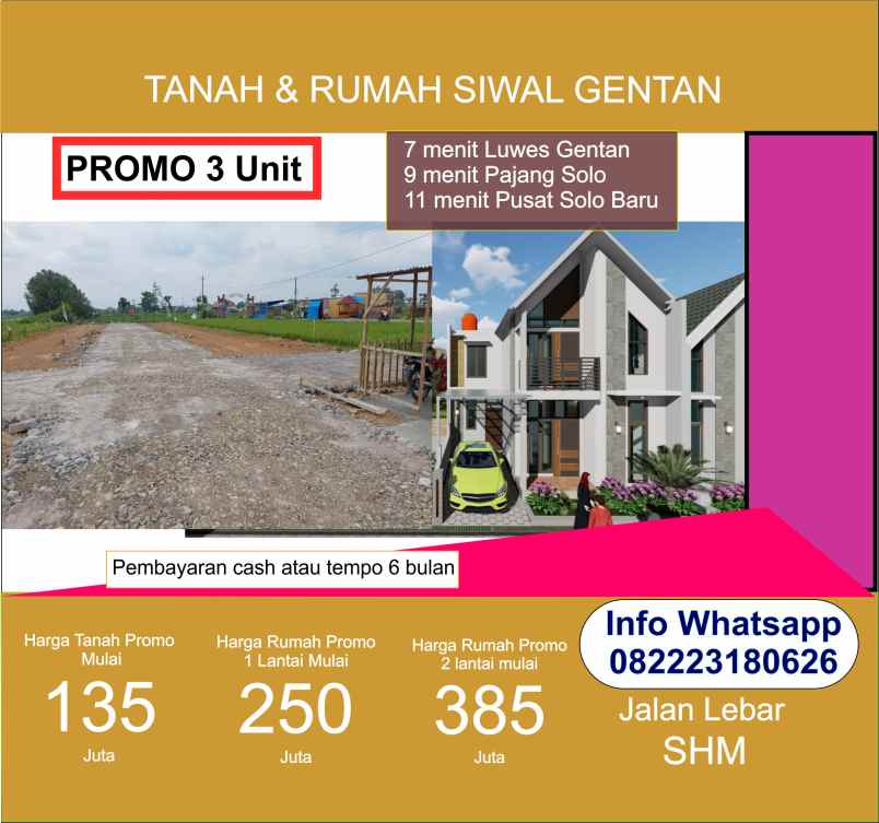 dijual rumah gentan baki sukoharjo solo