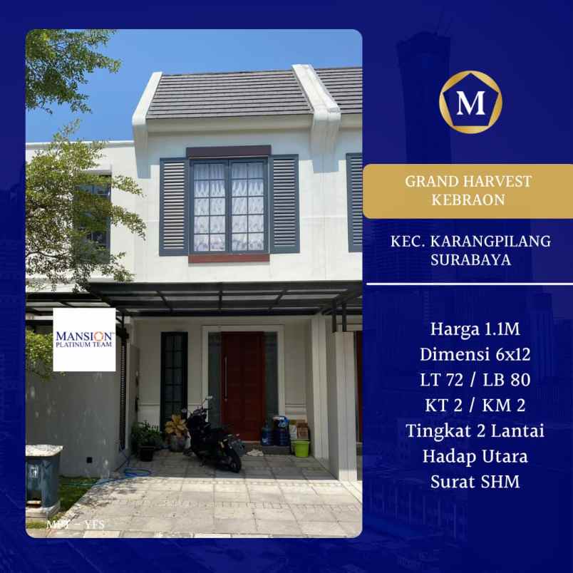 dijual rumah grand harvest kebraon