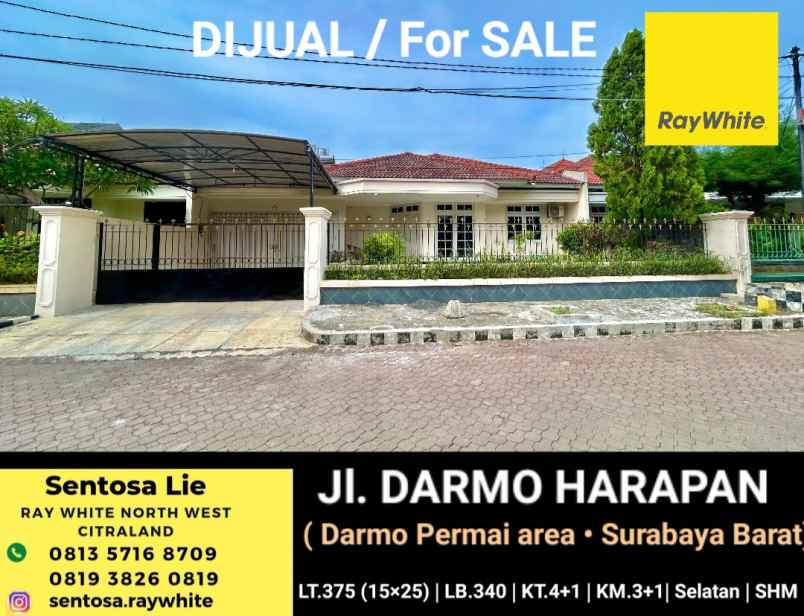 dijual rumah jalan darmo harapan