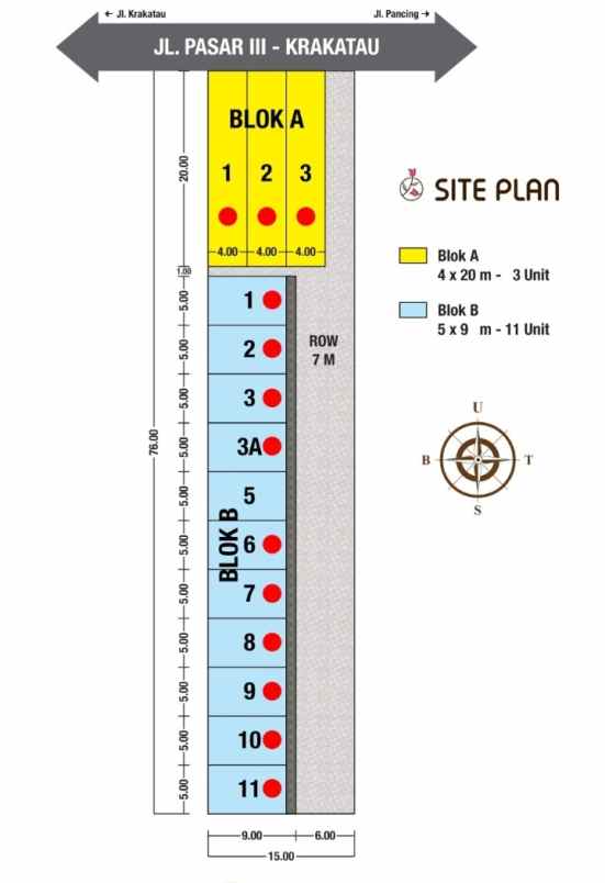 dijual rumah jalan pasar 3 krakatau medan