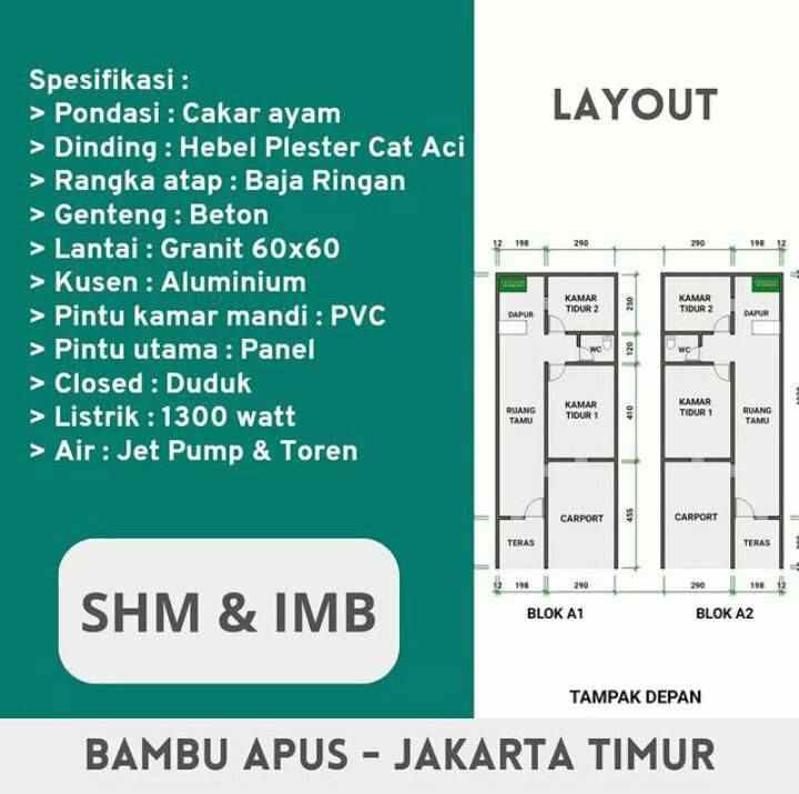 dijual rumah jl raya bambu apus