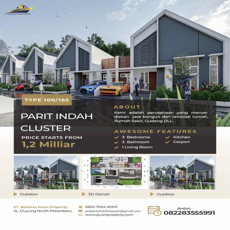 dijual rumah parit indah cluster dengan type 100 165