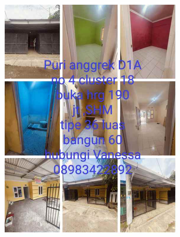 dijual rumah puri anggrek cluster 18 blok d1a no 4