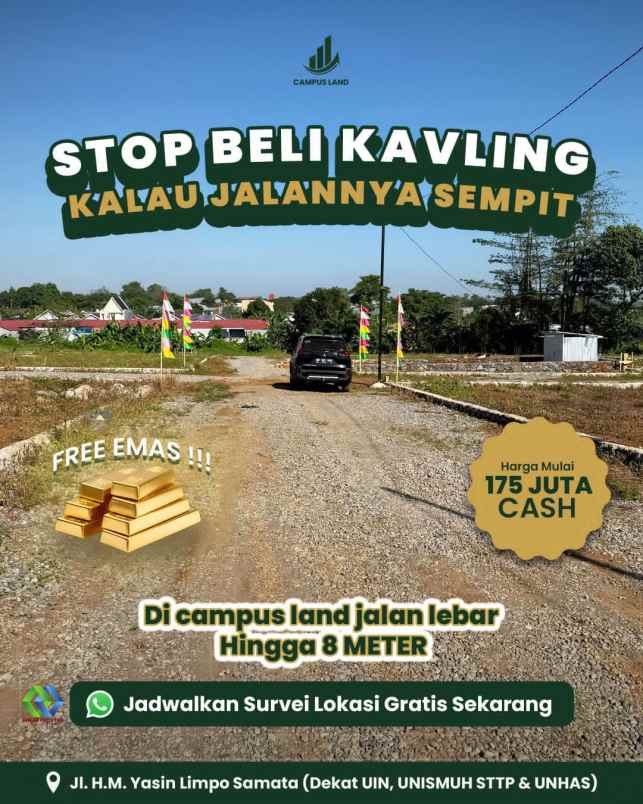 dijual tanah jl hm yasin limpo