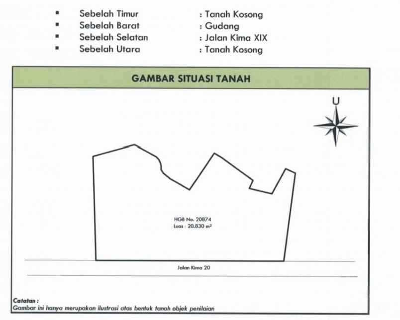 dijual tanah jl kima xix bira kec