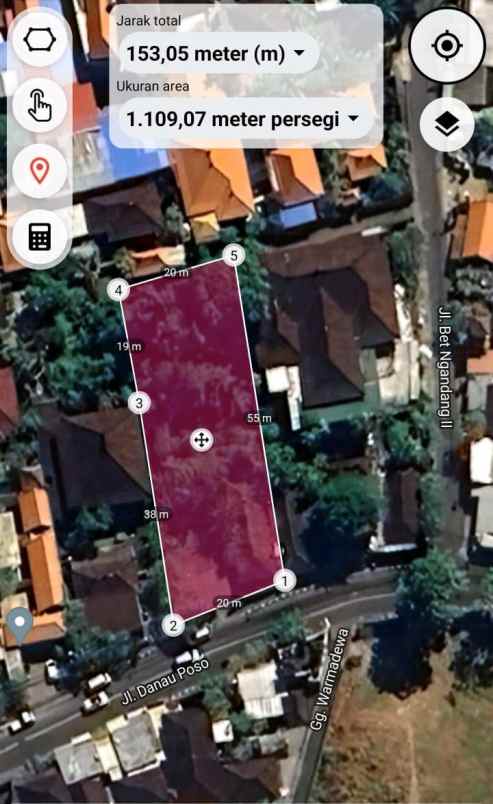 dijual tanah jln danau poso sanur