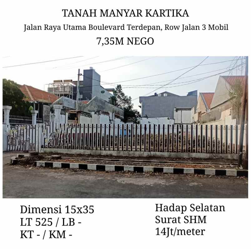 dijual tanah manyar kartika