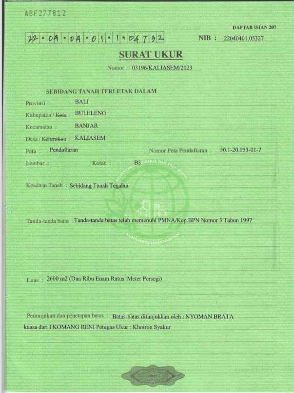 dijual tanah pantai lovina