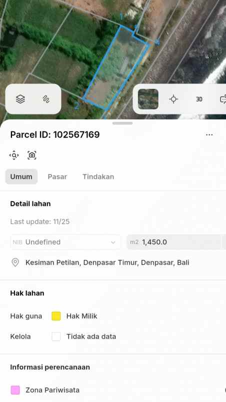 dijual tanah pantai padang galak