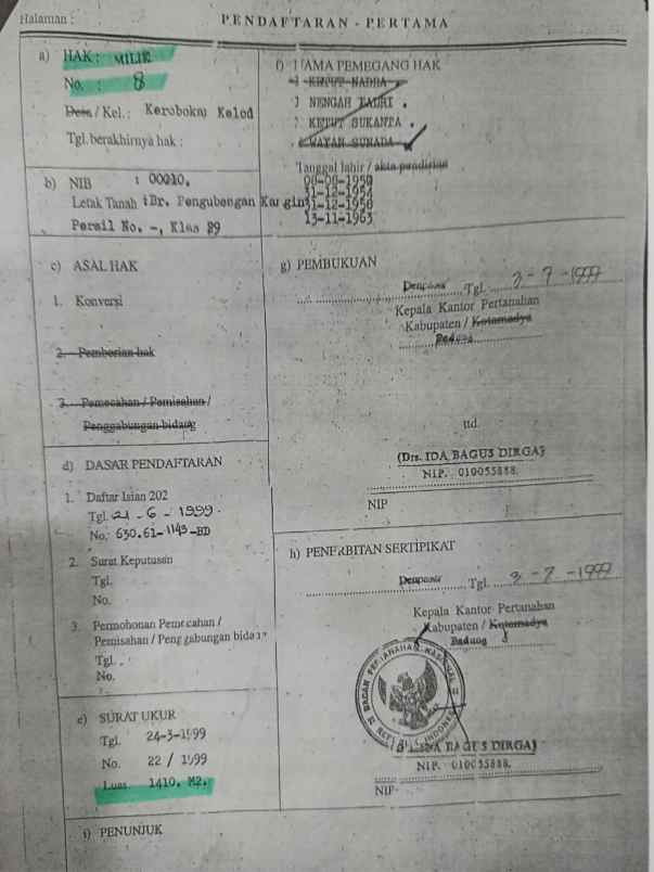 dijual tanah teuku umar barat