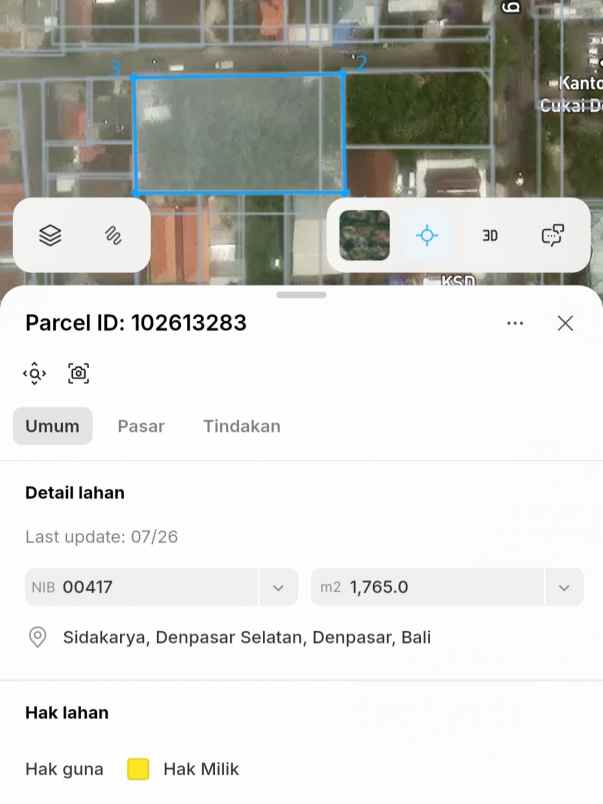 dijual tanah tukad badung