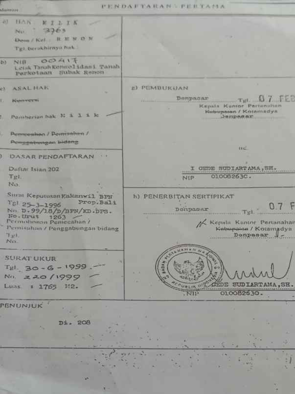 dijual tanah tukad badung