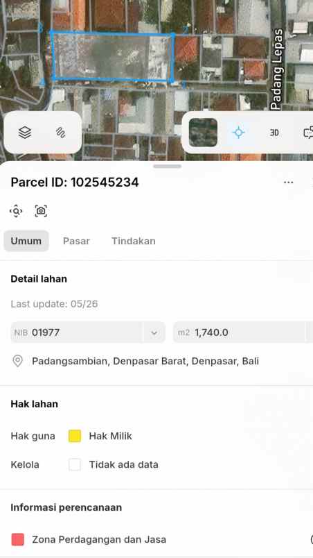 dijual tanah utara balimed