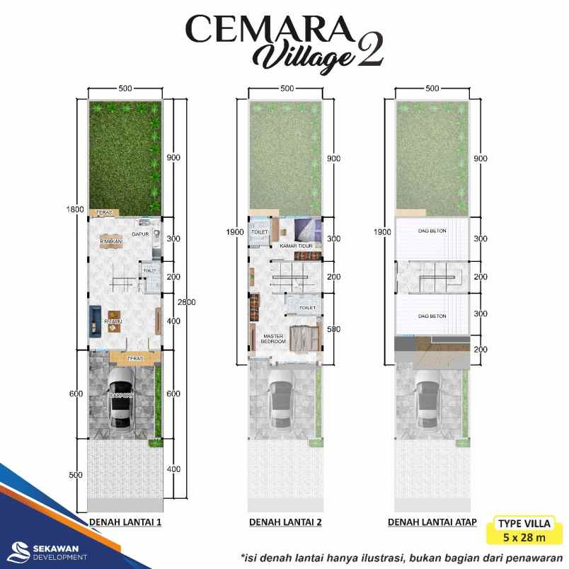 dijual villa cemara village 2 jalan