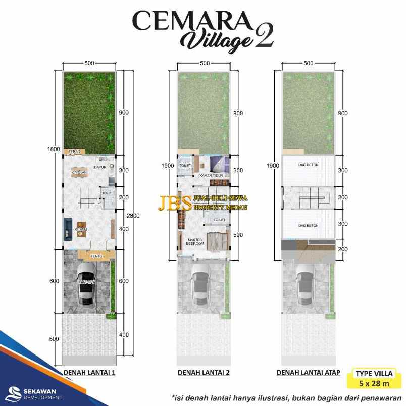 dijual villa komplek cemara village 2