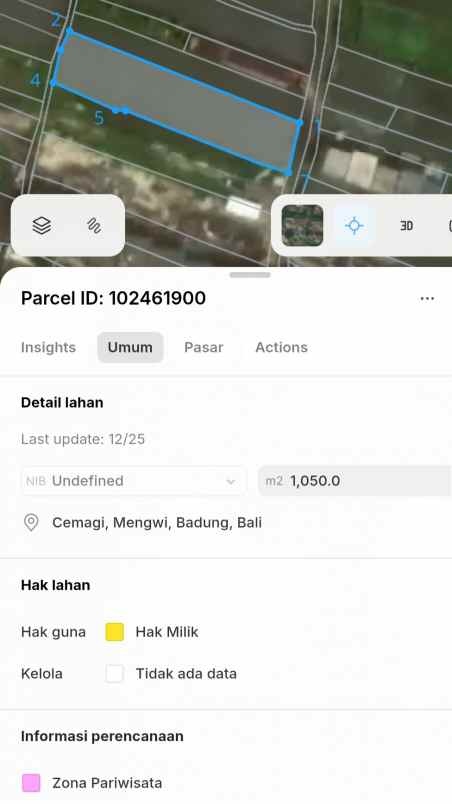 disewakan tanah pantai mengening