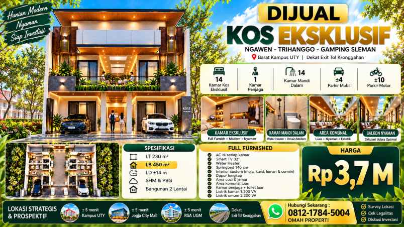 kos eksklusif siap bangun dilingkungan kampus uty