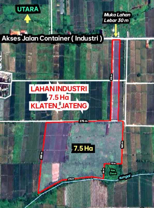 lahan industri 5 ha siapbangun diklaten op 650rb m2