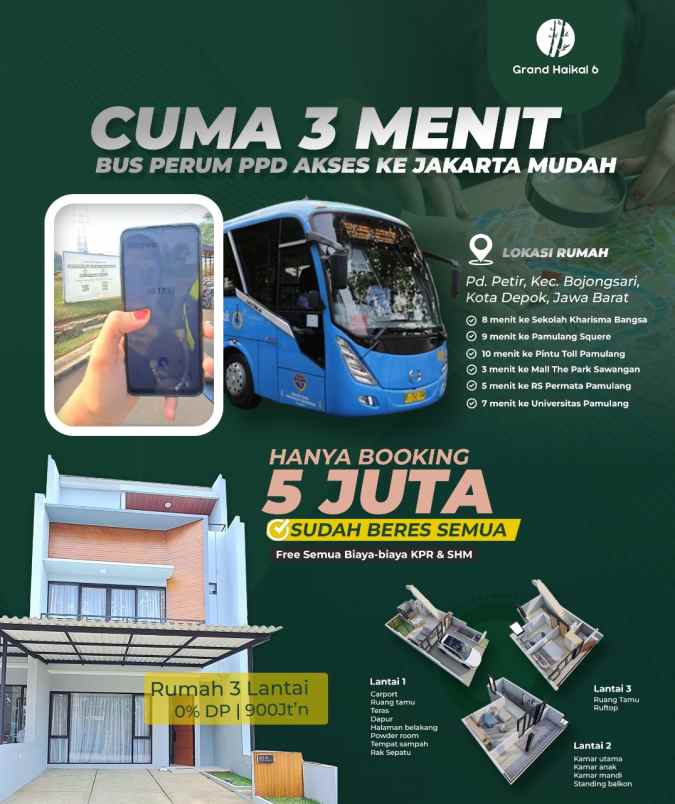 rumah 3 lantai harga affordable akses mudah ke jakarta