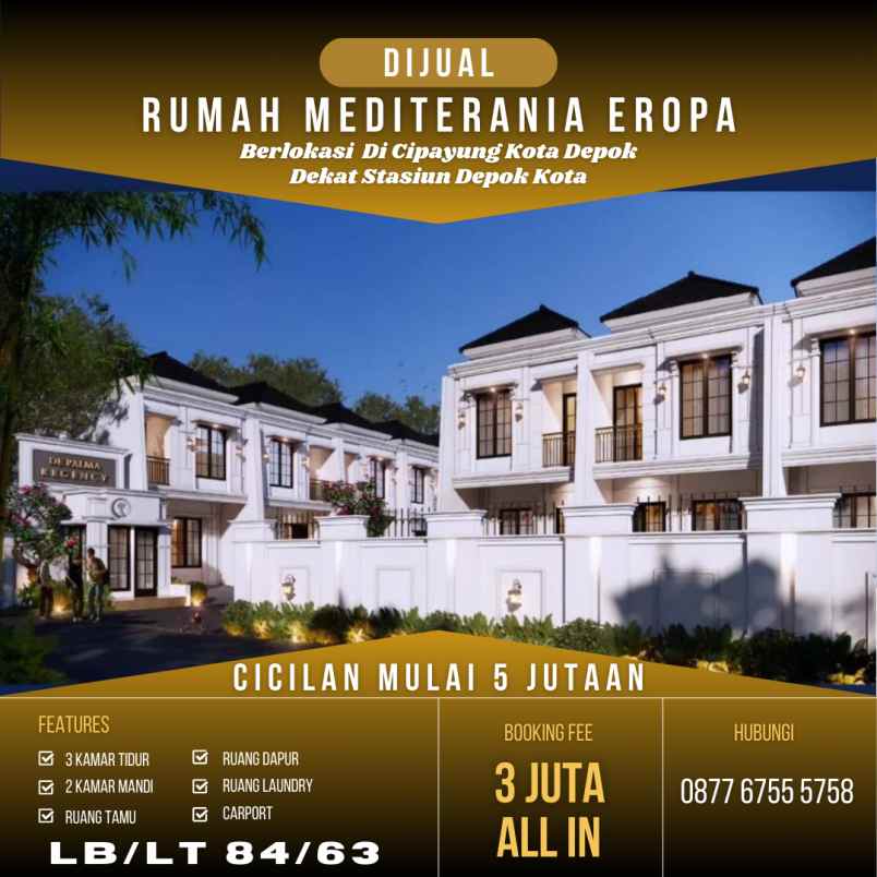 rumah bernuansa eropa di kota depok dp sampai akad