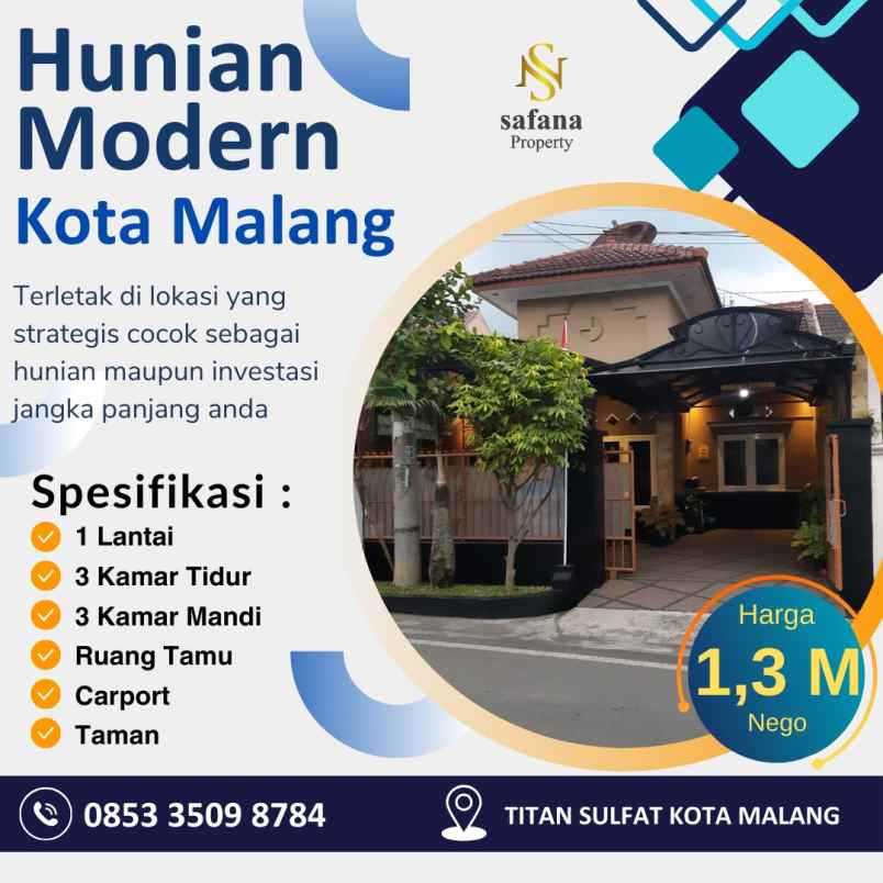 rumah modern siap huni di sulfat malang