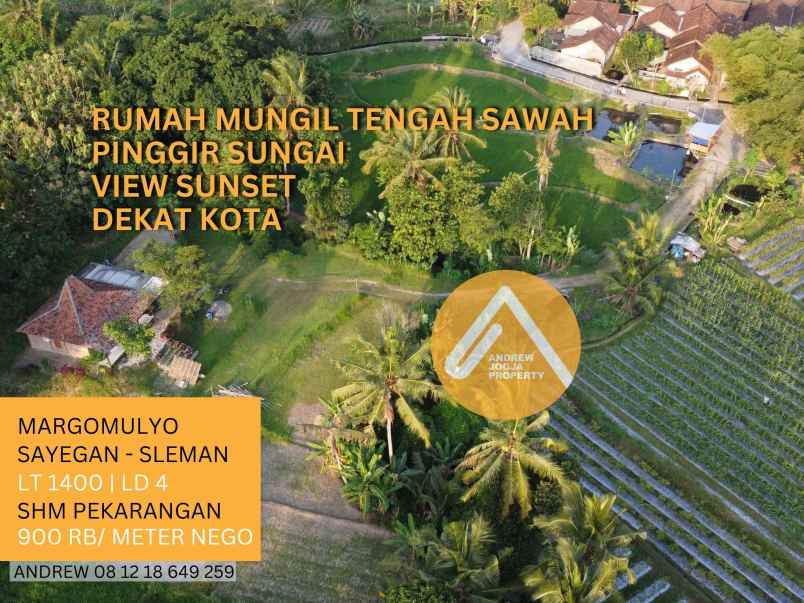 rumah mungil tengah sawah dekat kota sleman