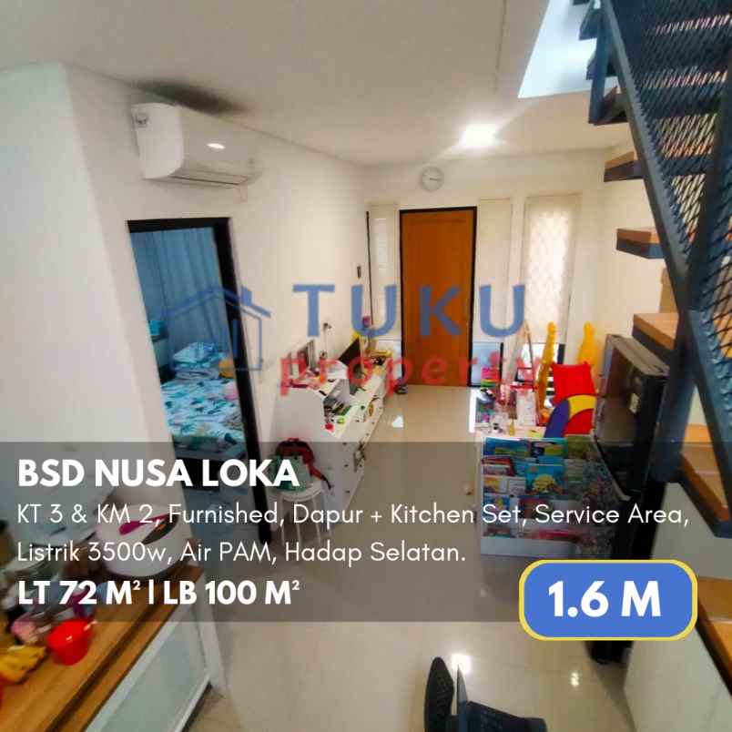 rumah terawat furnished nusa loka bsd 1 6m