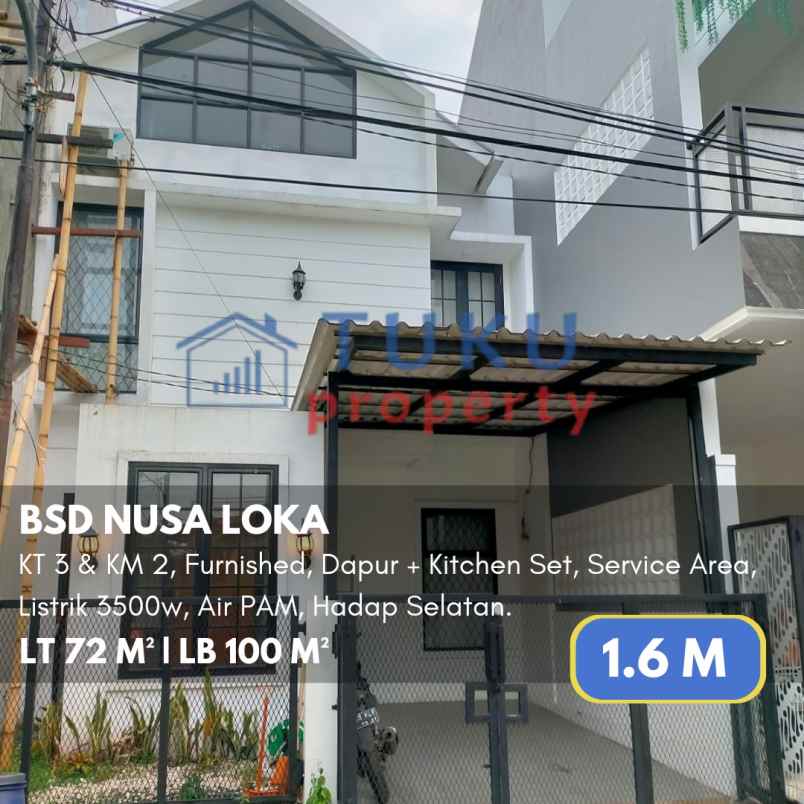 rumah terawat furnished nusa loka bsd 1 6m