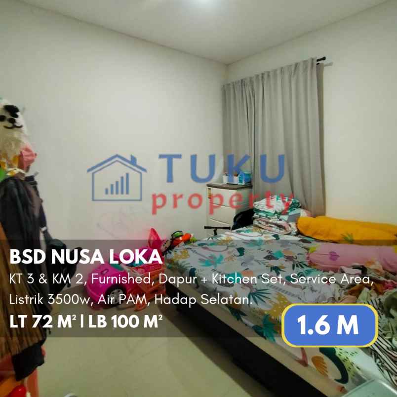 rumah terawat furnished nusa loka bsd 1 6m