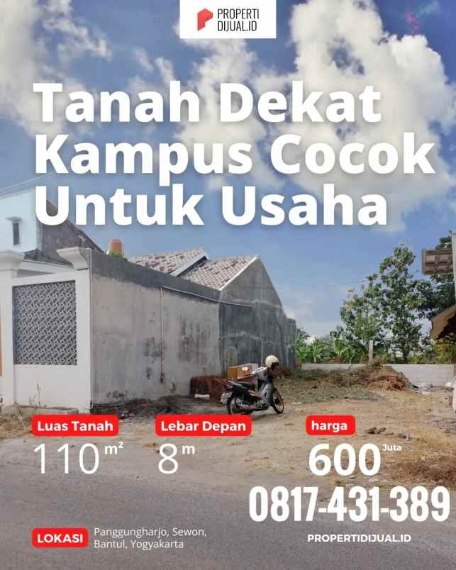 tanah dijual jogja sewon kampus isi dan kasongan