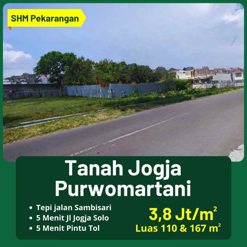 tanah purwomartani dijual dekat candi sambisari