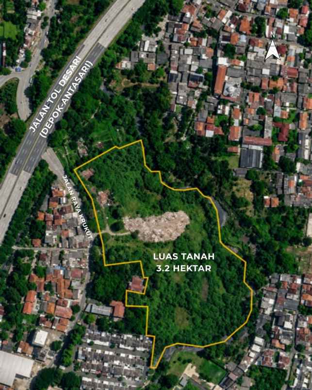 tanah strategis pinggir jalan raya krukut limo depok