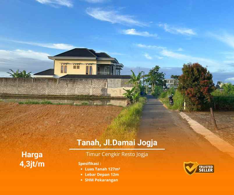 4 menit jl damai tanah shm p luas 100 an meter