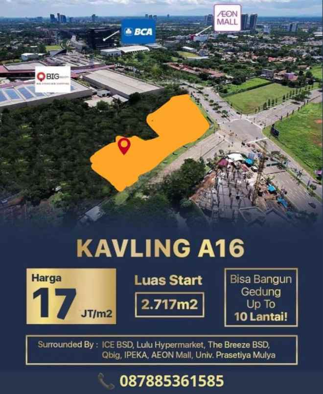 dijual kavling komersial a 16 bsd city