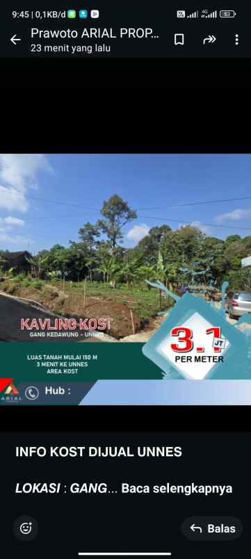 dijual kavling kost di unnes semarang