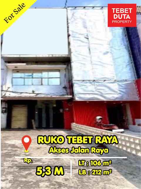 dijual ruko gudang kantor tebet raya
