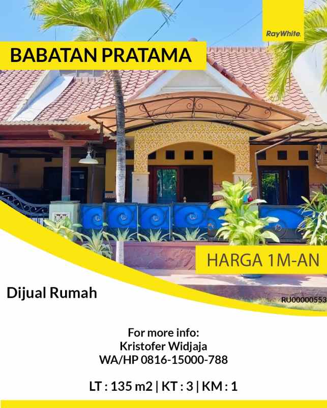 dijual rumah babatan pratama surabaya barat