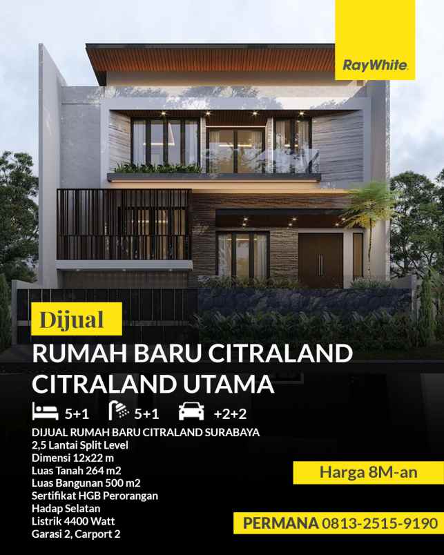 dijual rumah baru mewah citraland surabaya