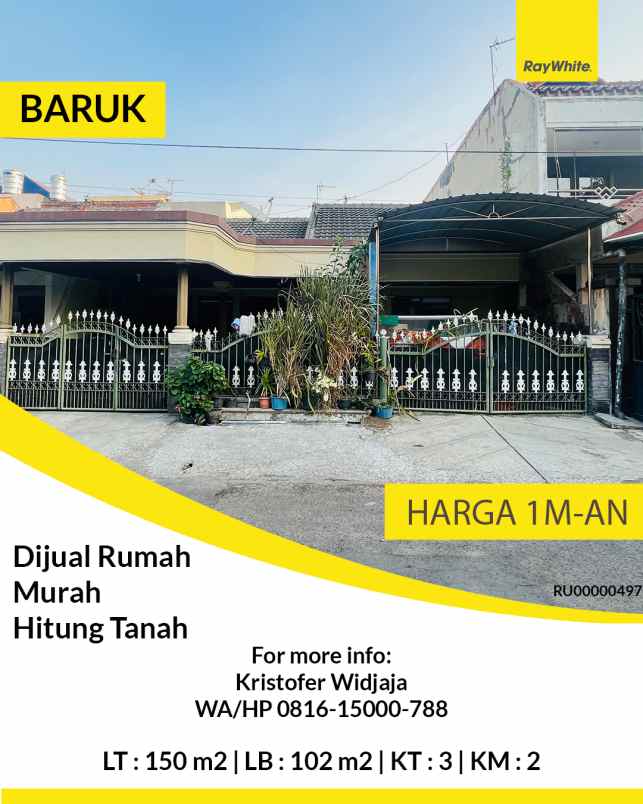 dijual rumah baruk utara surabaya