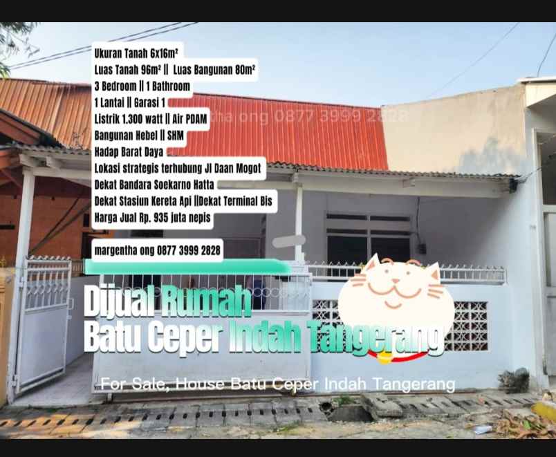 dijual rumah batu ceper indah tangerang 3kt