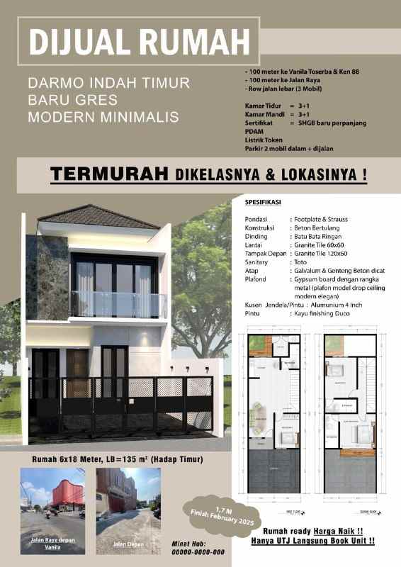 dijual rumah darmo indah timur