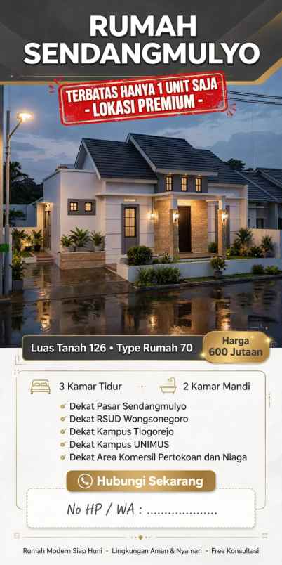 dijual rumah dekat kampus tlogorejo